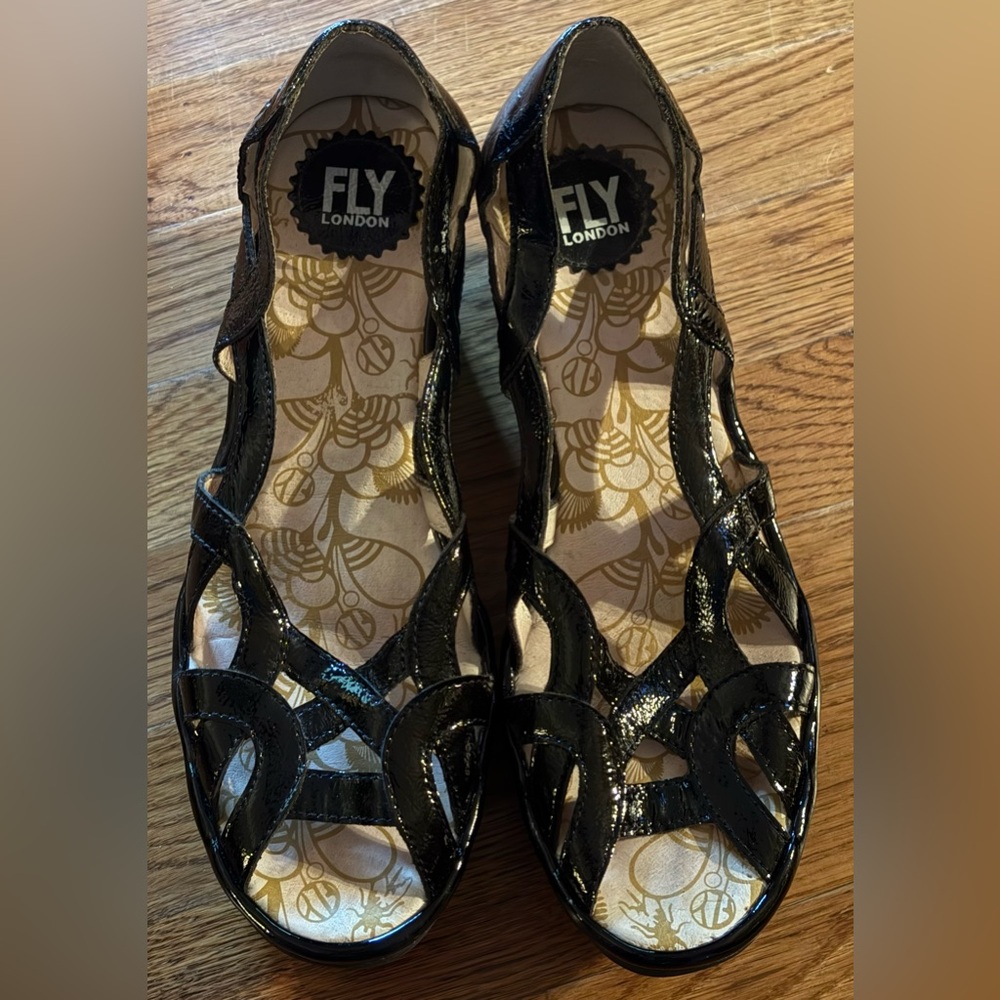 Fly London Black Wedges